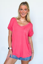 Soft Life V-Neck Pocket Tee - FINAL SALE - Madison and Mallory