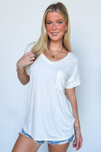 Soft Life V-Neck Pocket Tee - FINAL SALE - Madison and Mallory