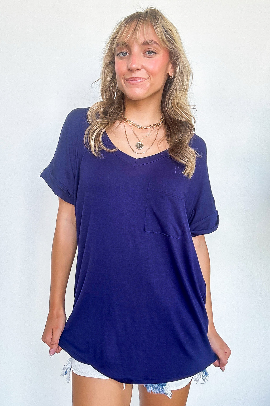 Soft Life V-Neck Pocket Tee - FINAL SALE - Madison and Mallory