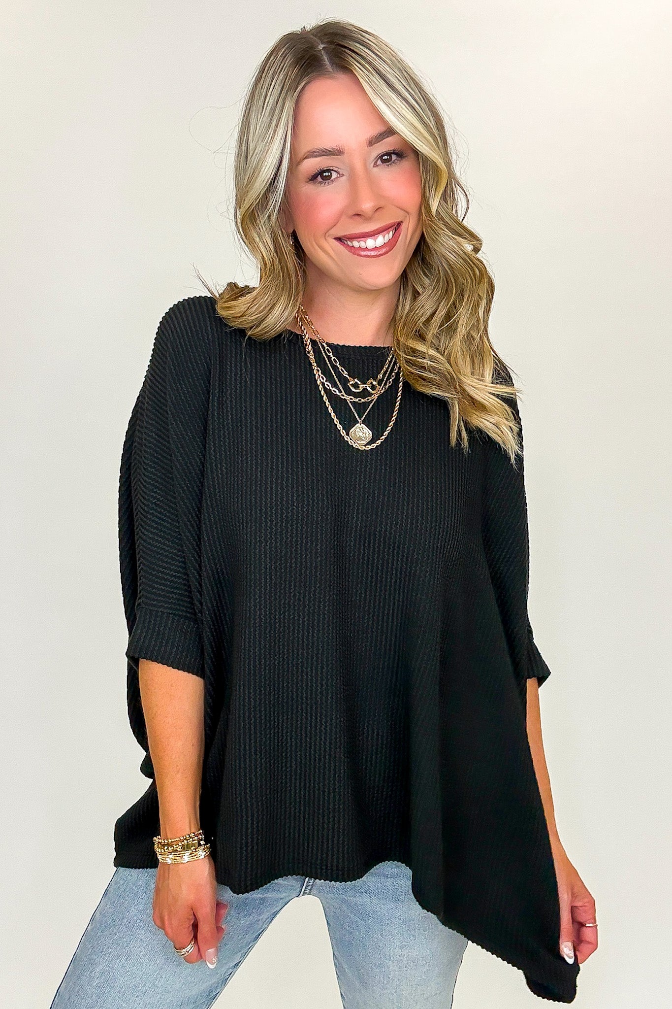 Black / SM Soft Motion Rib Knit Top - Madison and Mallory