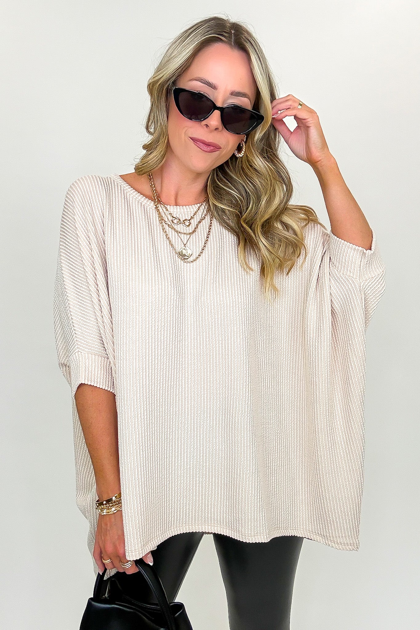 Sand Beige / SM Soft Motion Rib Knit Top - Madison and Mallory