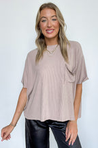 Soft Structure Relaxed Ribbed Pocket Top - BACK IN STOCK - Madison and Mallory
