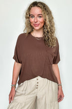 Soft Structure Relaxed Ribbed Pocket Top - BACK IN STOCK - Madison and Mallory