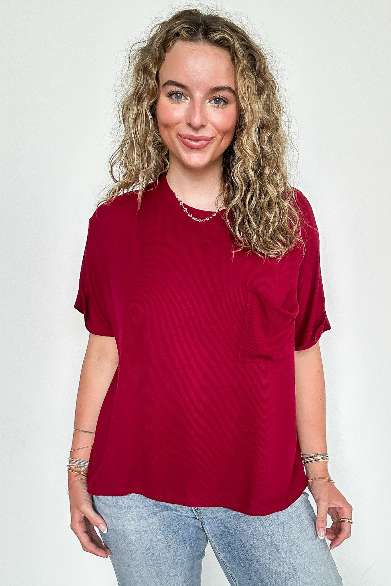Soft Structure Relaxed Ribbed Pocket Top - BACK IN STOCK - Madison and Mallory