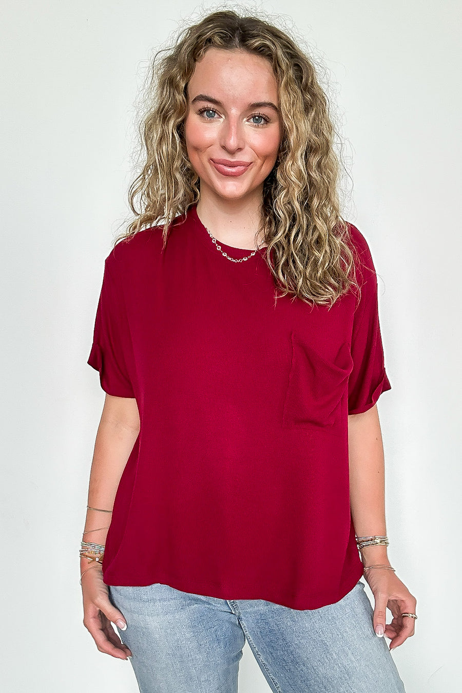 Soft Structure Relaxed Ribbed Pocket Top - Madison and Mallory