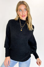 Black / S Soft Aura Mock Neck Sweater - FINAL SALE - Madison and Mallory