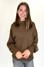 Brown / S Soft Aura Mock Neck Sweater - FINAL SALE - Madison and Mallory