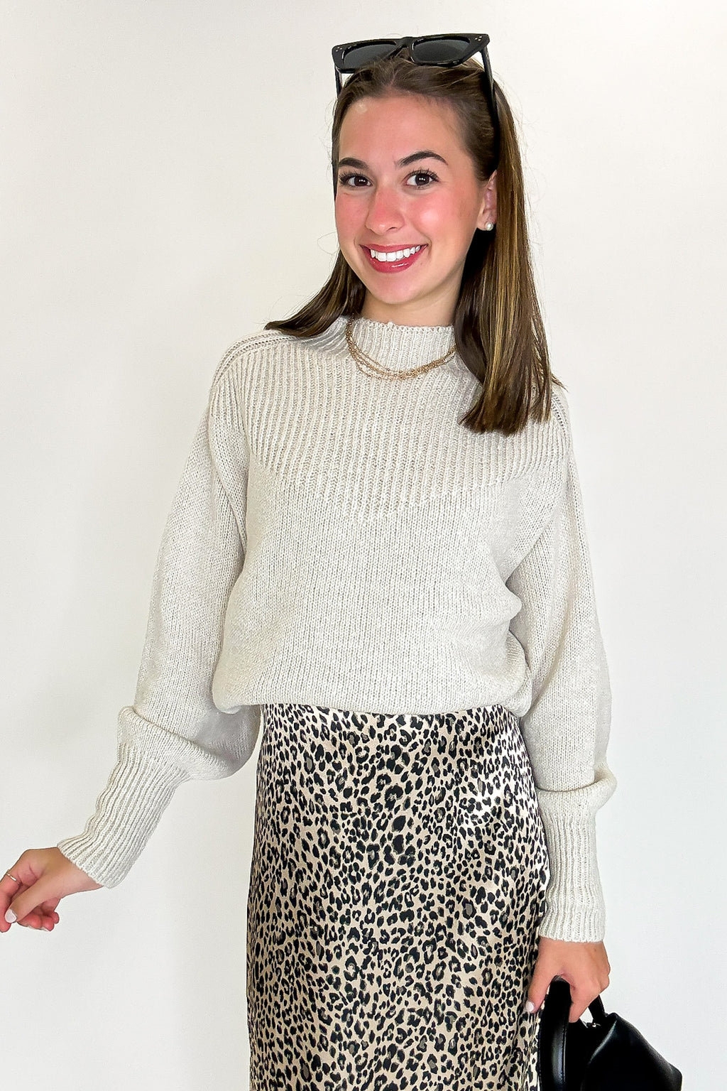 Sand Beige / S Soft Aura Mock Neck Sweater - FINAL SALE - Madison and Mallory