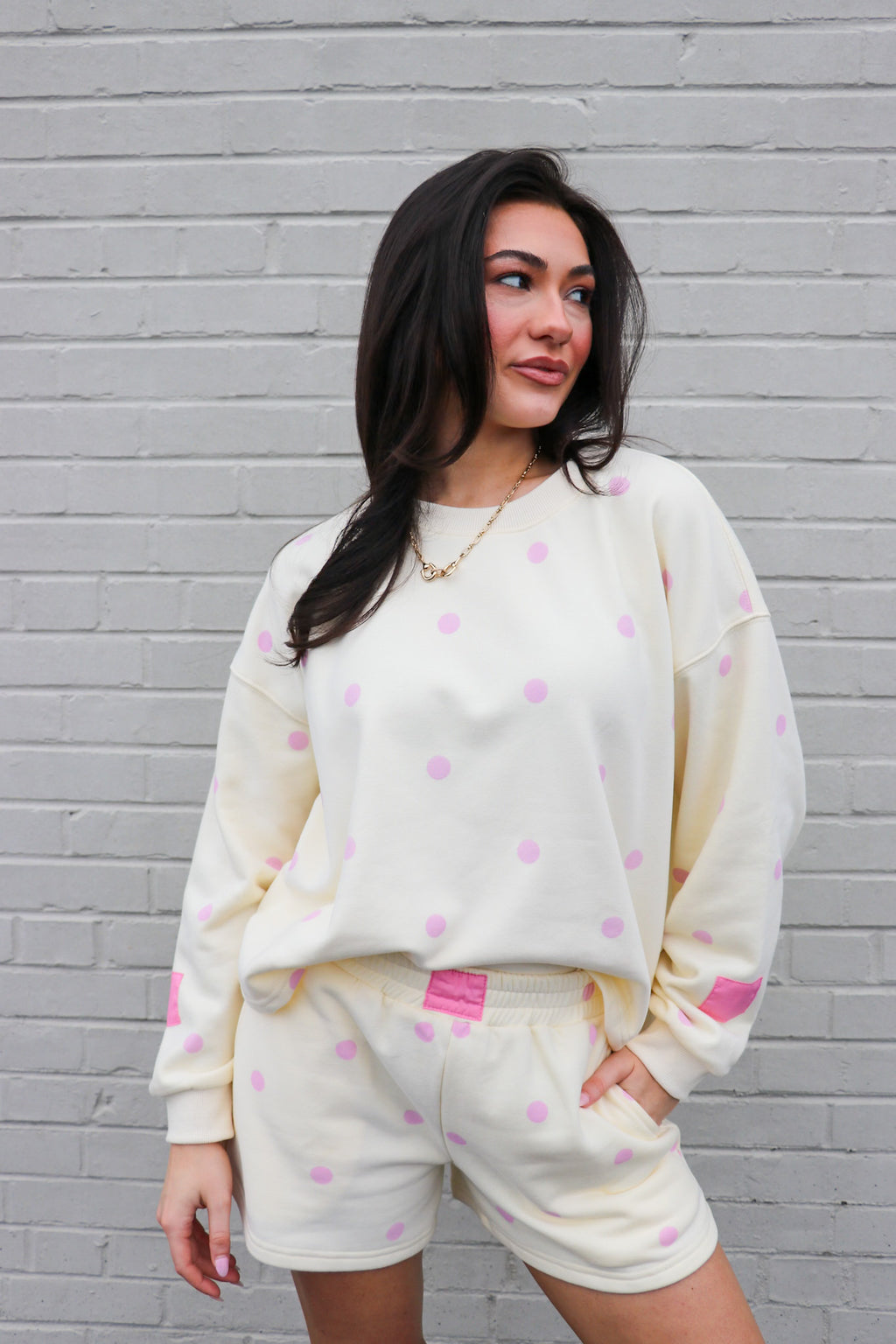 Soft Dot Lounge Crewneck Sweatshirt - Madison and Mallory