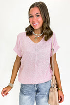 Dusty Pink / S Soft Form Short Sleeve Knit Top - Madison and Mallory