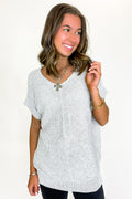 Heather Gray / S Soft Form Short Sleeve Knit Top - Madison and Mallory