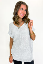 Heather Gray / S Soft Form Short Sleeve Knit Top - Madison and Mallory