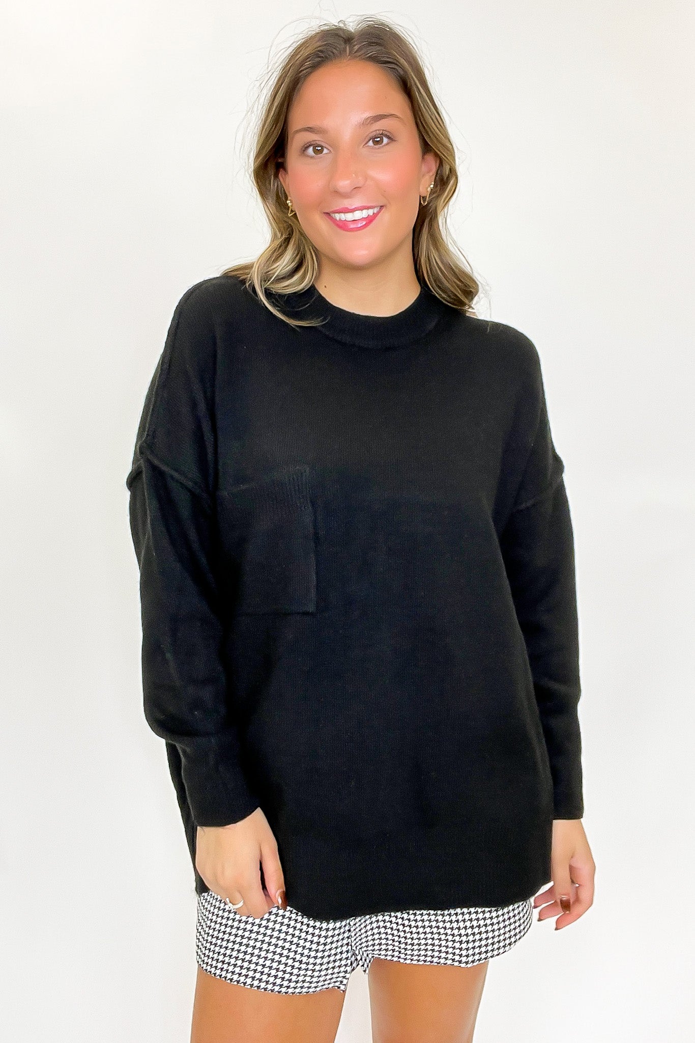 Soft Horizon High Low Hem Pocket Sweater - BACK IN STOCK