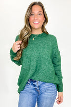 Heather Dark Green / SM Soft Horizon High Low Hem Pocket Sweater - Madison and Mallory