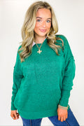 Heather Hunter Green / SM Soft Horizon High Low Hem Pocket Sweater - Madison and Mallory