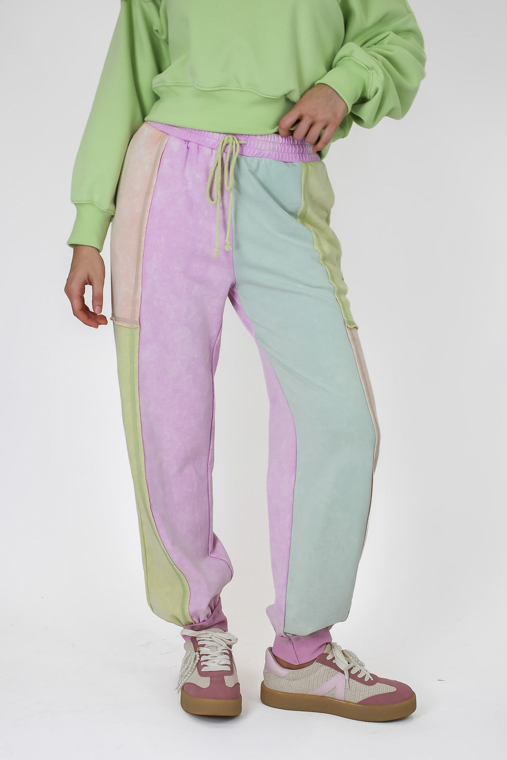 S / Pastel Garden Soft Hue Pastel Color Block Joggers - Madison and Mallory