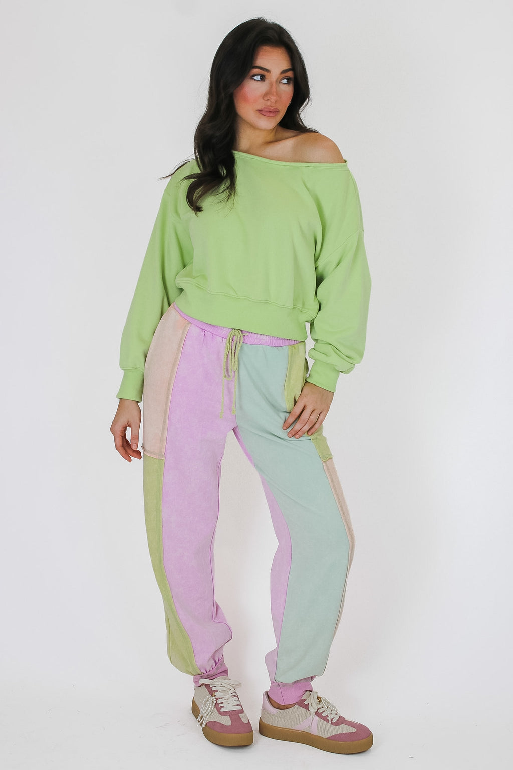 Soft Hue Pastel Color Block Joggers - Madison and Mallory