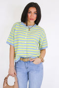 Sky/Yellow / S Soft Morning Stripe Knit Top - Madison and Mallory