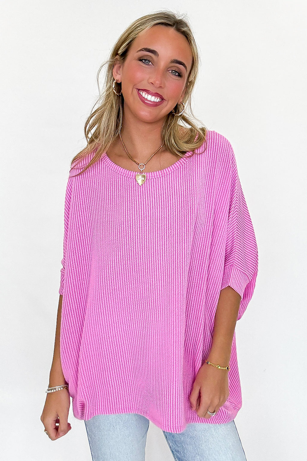 Candy Pink / SM Soft Motion Ribbed Knit Top - Madison and Mallory