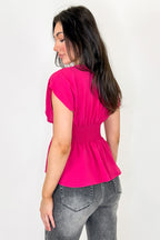 Soft Pleat V-Neck Smocked Top - Madison and Mallory
