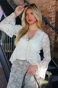 Cream / S Soft Promise Bell Sleeve Lace Cardigan - Madison and Mallory