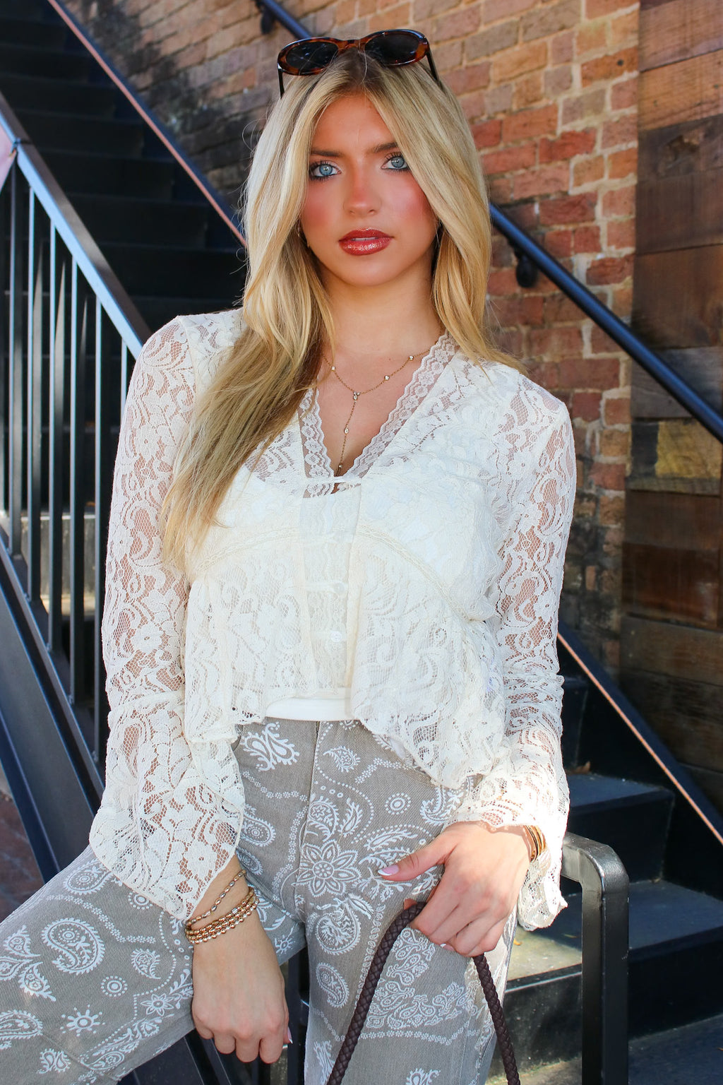 Soft Promise Bell Sleeve Lace Top