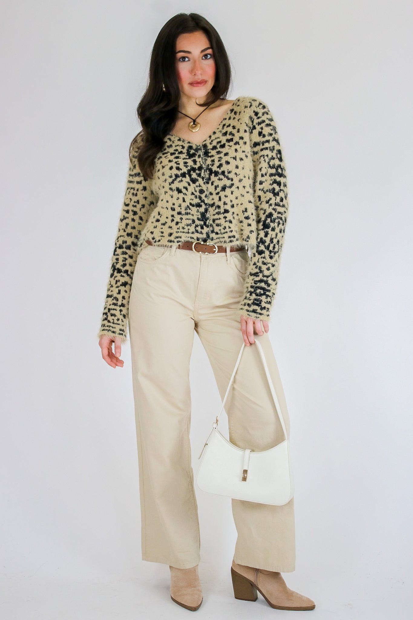 Soft Prowl Fuzzy Knit Animal Print Cardigan