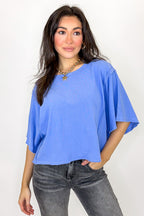 Blue / S Soft Reset Mineral Washed Dolman Top - Madison and Mallory