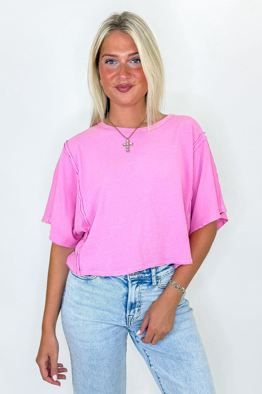 Pink / S Soft Reset Mineral Washed Dolman Top - Madison and Mallory