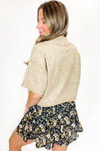 Soft Shift Marled Knit Mock Neck Short Sleeve Sweater - Madison and Mallory