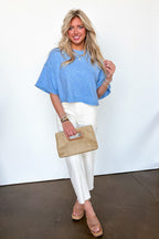 Soft Shift Marled Knit Mock Neck Short Sleeve Sweater - Madison and Mallory