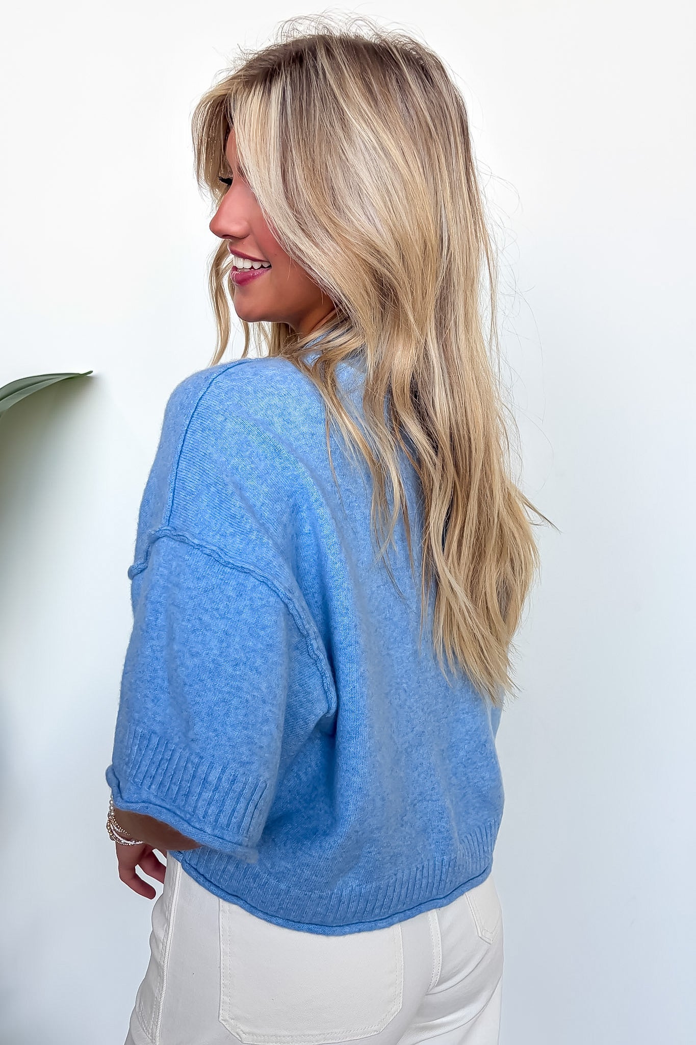 Soft Shift Marled Knit Mock Neck Short Sleeve Sweater · Madison +