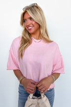 Soft Shift Marled Knit Mock Neck Short Sleeve Sweater - Madison and Mallory