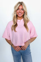 Soft Shift Marled Knit Mock Neck Short Sleeve Sweater - Madison and Mallory