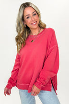 Soft Slate French Terry Pigment Washed Pullover - Madison and Mallory