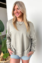 Soft Slate French Terry Pigment Washed Pullover - Madison and Mallory