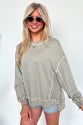 Ash Mocha / S Soft Slate French Terry Pigment Washed Pullover - Madison and Mallory