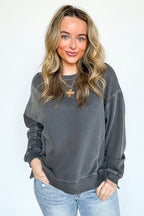 Soft Slate French Terry Pigment Washed Pullover - Madison and Mallory