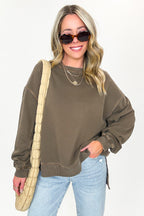 Soft Slate French Terry Pigment Washed Pullover - Madison and Mallory