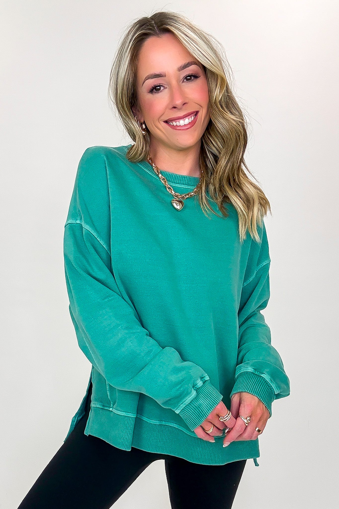 Soft Slate French Terry Pigment Washed Pullover - Madison and Mallory