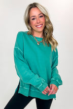 Soft Slate French Terry Pigment Washed Pullover - Madison and Mallory