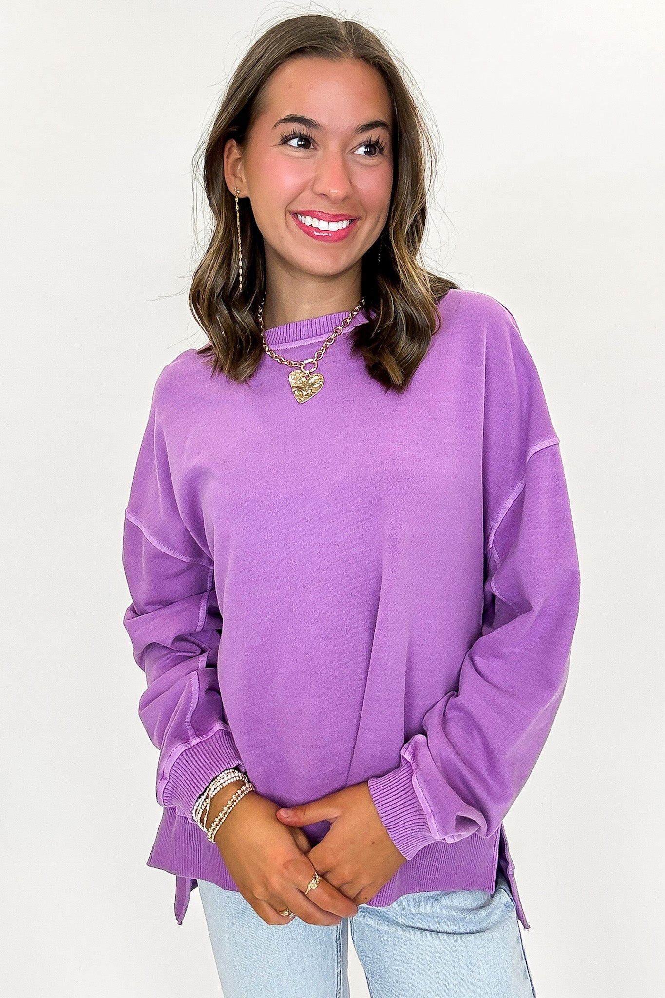 Soft Slate French Terry Pigment Washed Pullover - Madison and Mallory