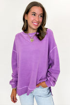 Soft Slate French Terry Pigment Washed Pullover - Madison and Mallory