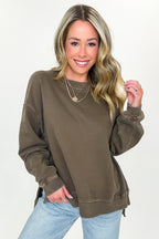 Soft Slate French Terry Pigment Washed Pullover - Madison and Mallory