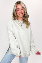 Sand Beige / S Soft Slate French Terry Pigment Washed Pullover - Madison and Mallory