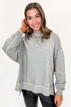 Soft Slate French Terry Pigment Washed Pullover - Madison and Mallory