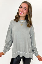 Sleet / S Soft Slate French Terry Pigment Washed Pullover - Madison and Mallory
