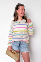 Soft Streaks Open Knit Striped Sweater - Madison and Mallory