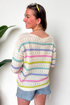 Soft Streaks Open Knit Striped Sweater - Madison and Mallory
