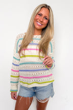 Soft Streaks Open Knit Striped Sweater - Madison and Mallory
